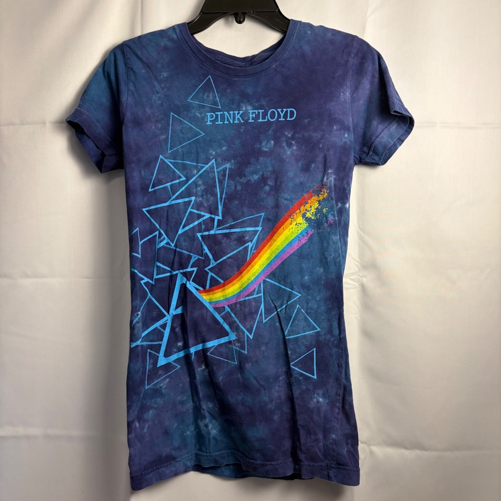 Liquid Blue Pink Floyd Dark Side of the Moon Tie Dye Graphic Tee Blue XL